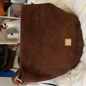 Dooney and Bourke. Thea Feed Bag in Brown T'moro suede